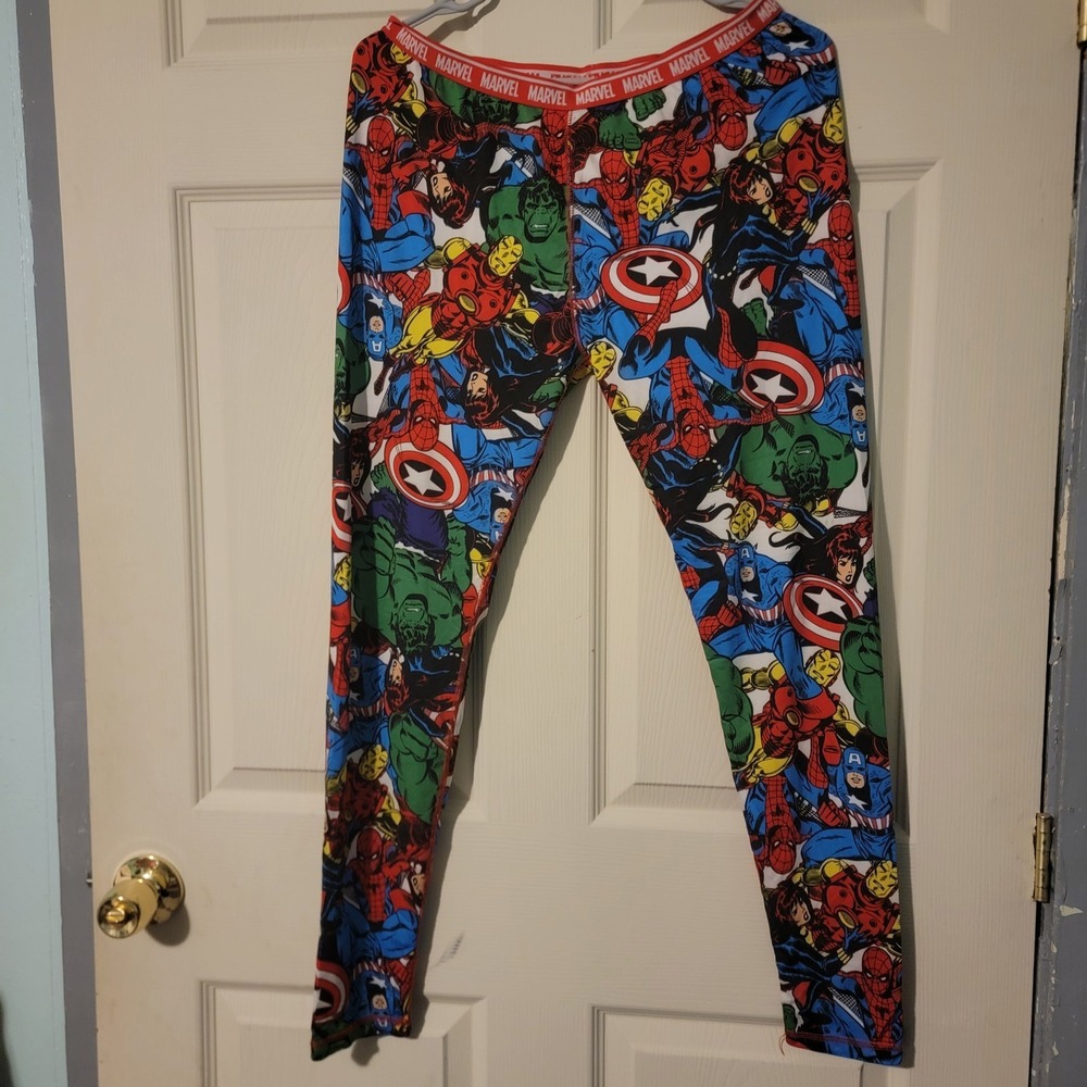 Marvel Avengers Kids Leggings Large L Spider-Man Hulk Iron Man Graphic Pants